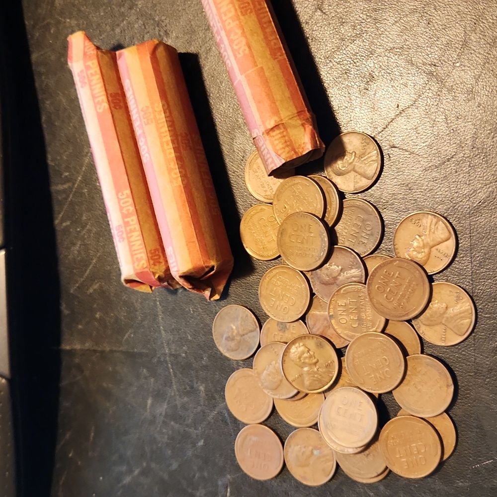 3 rollos of wheat pennies